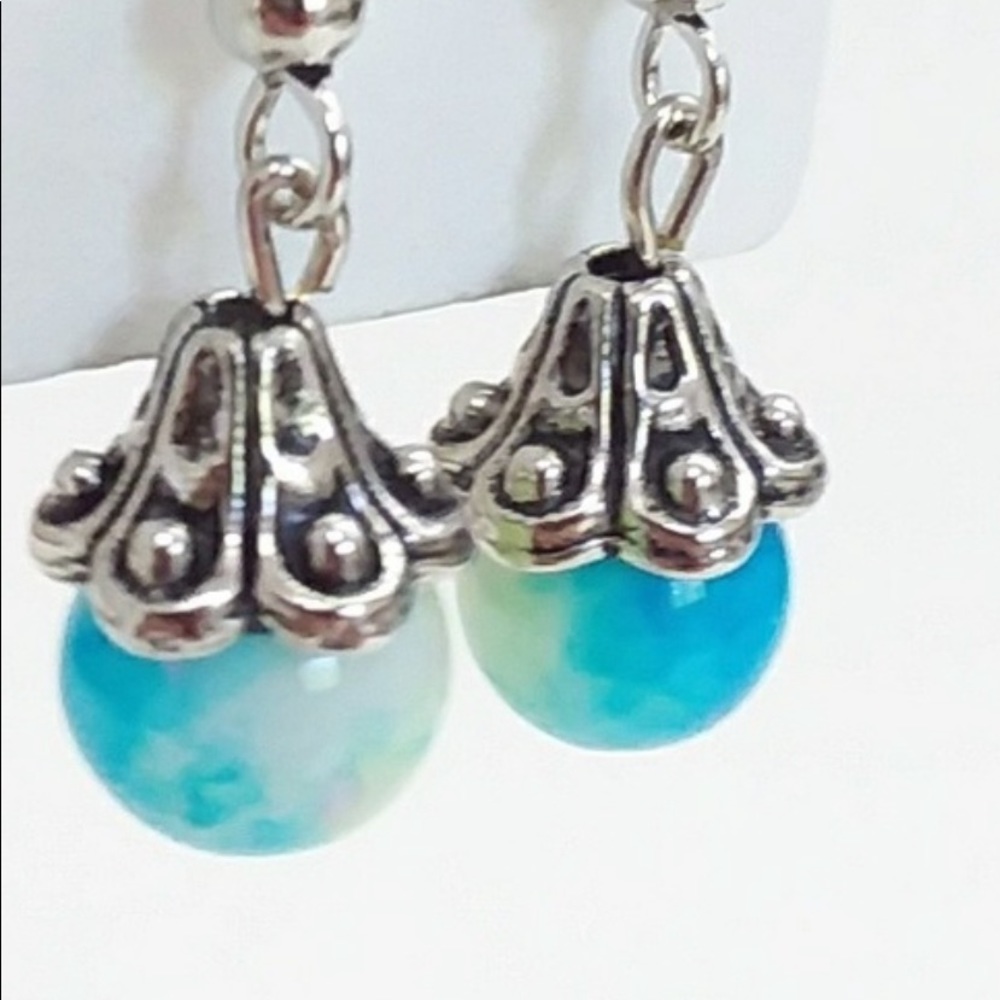 Blue tie dye earrings